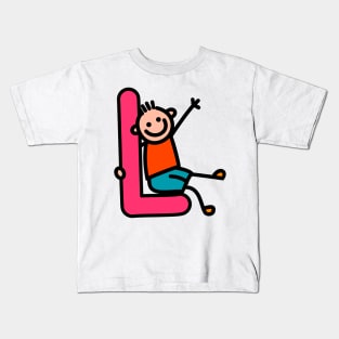 Letter L for Boys alphabet Kids Colorful Cartoon Character Kids T-Shirt